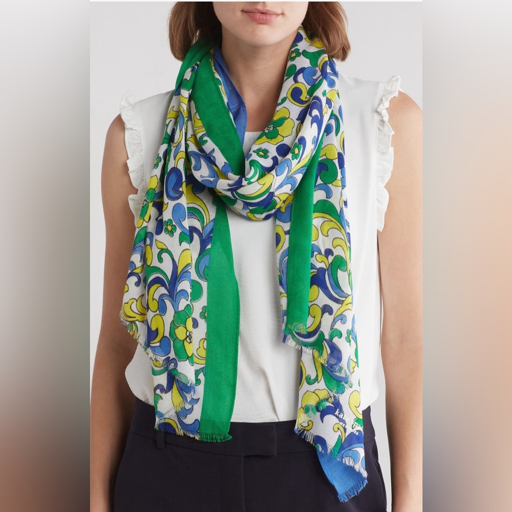 Kate Spade Floral Scroll Oblong Scarf